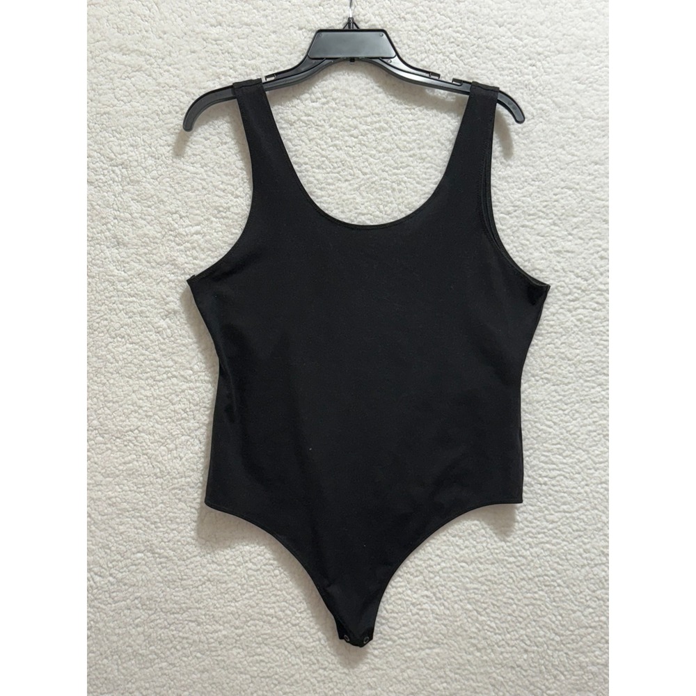American Eagle Black Scoop Neck Tank Bodysuit XL TG EXG Thong‎ Snap Closure